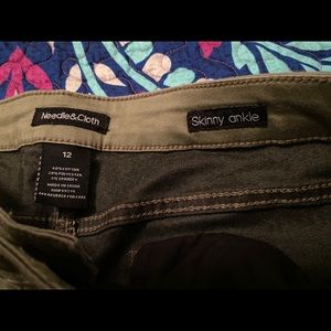 Needle & Cloth skinny ankle army green  size 12., never worn just washed